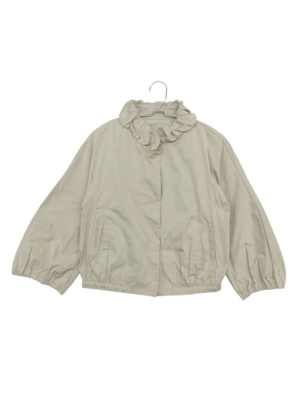 Moncler Jacket Ruffle Snap Button Lightweight Spring Top Beige XS